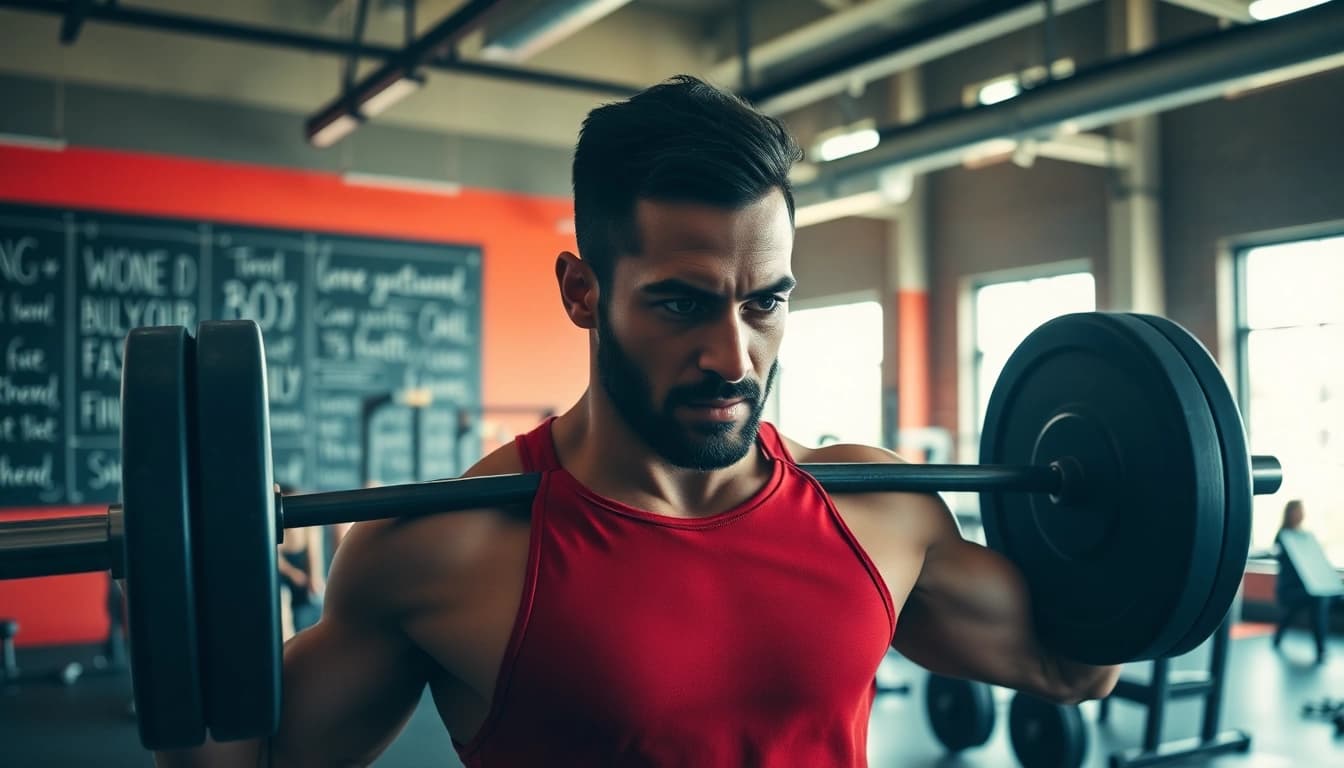 Powerful athlete demonstrating strength training in a gym with the theme 888 new.