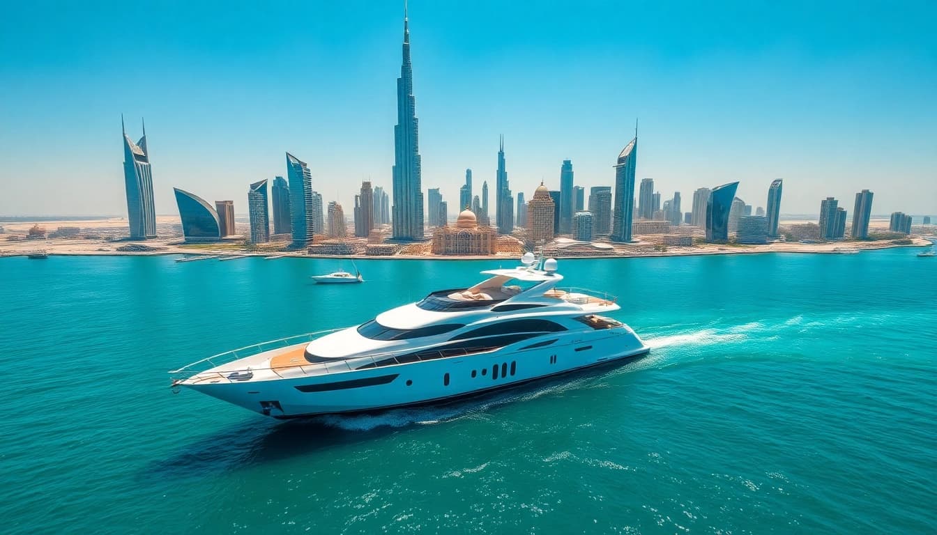 Experience the beauty of Abu Dhabi city tour with vibrant skyline and luxury yachts.