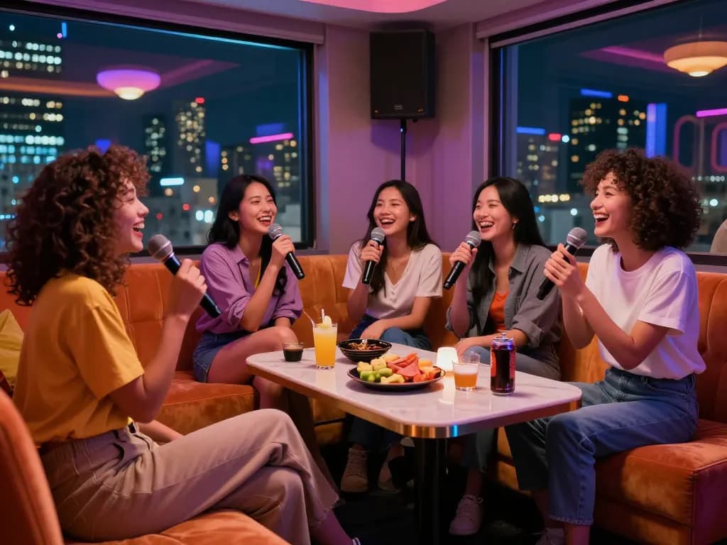 활기찬 노래방에서 친구들과 함께 www.3no.org/bupyeong에서 즐거운 밤을 보내세요.