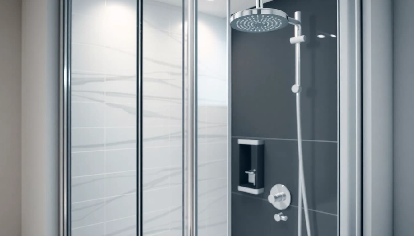 Duschkabine 90x90 für moderne Badezimmer mit eleganten Linien und gläsernem Design.