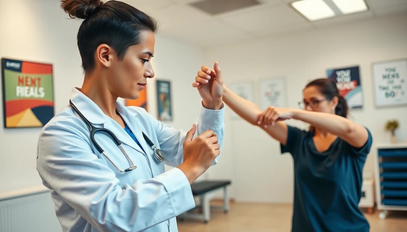Experiencing physiotherapy near me with skilled professional guidance in a bright clinic setting.