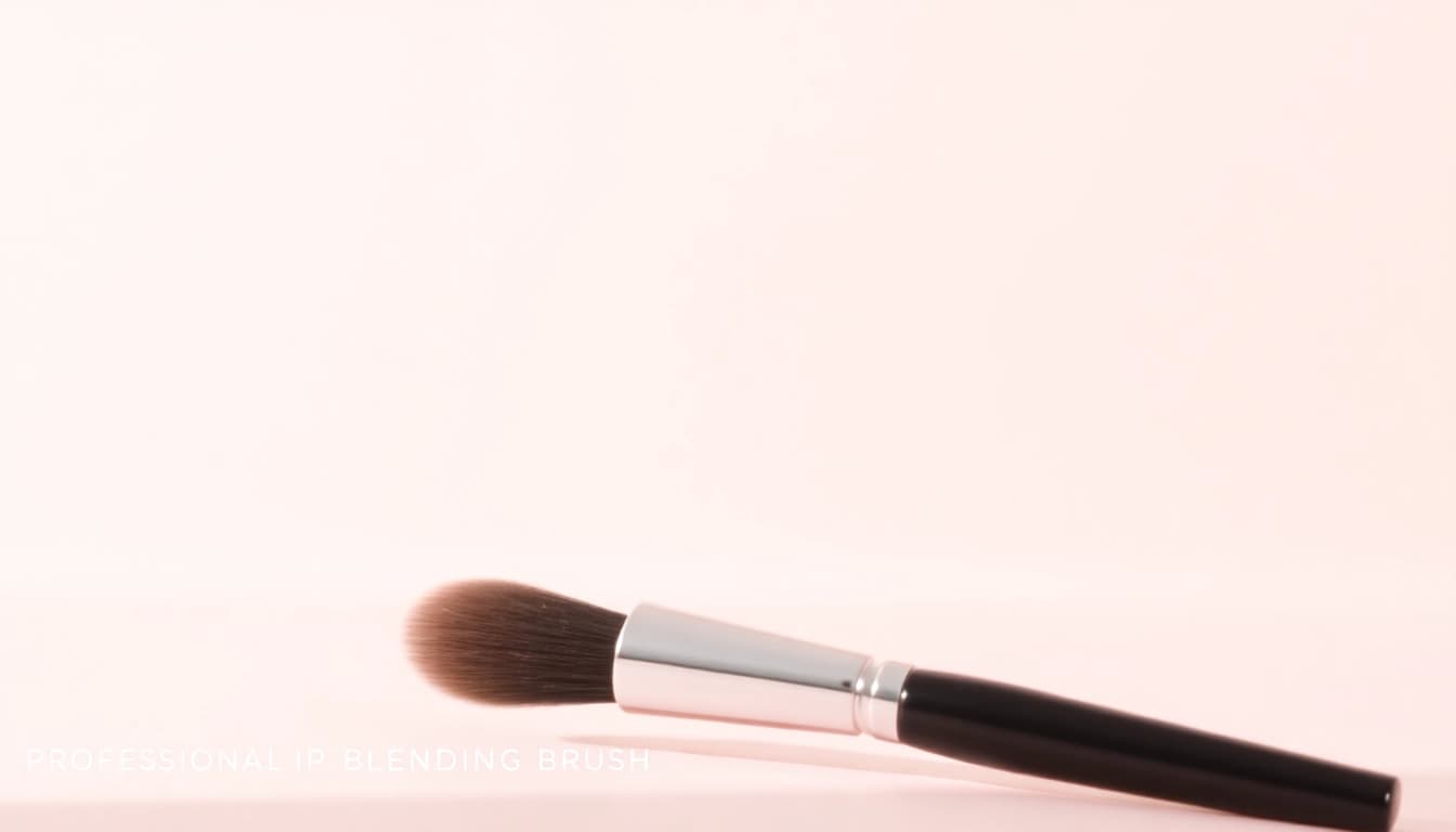 Showcase a lip blending brush highlighting its fine bristles and sleek handle design.