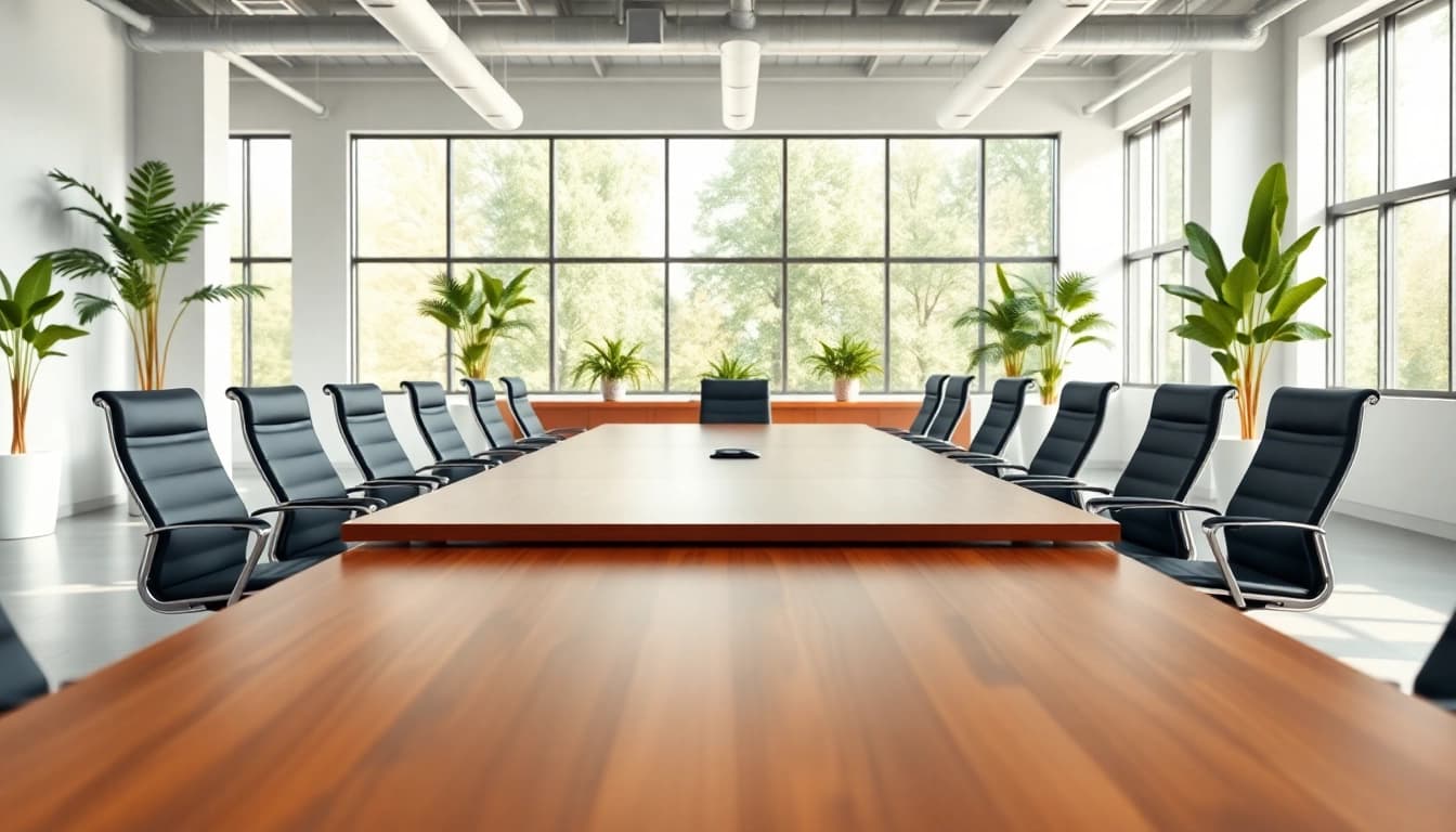 Showcasing modern conference tables designed for collaborative office spaces.