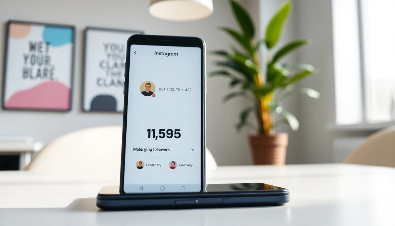 instagram フォロワー 購入で増加を示すスマートフォンの画像