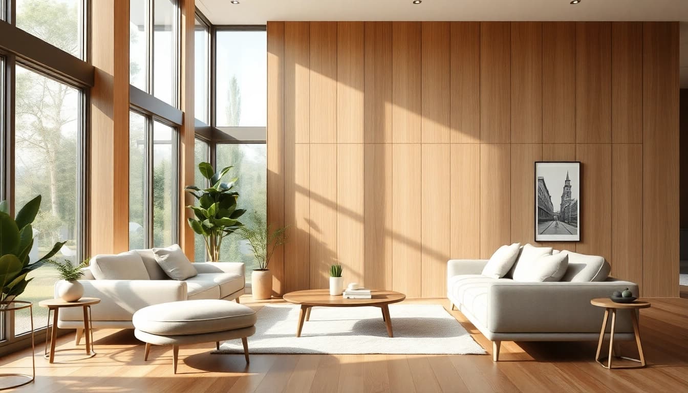 Transform your space with elegant wood panel wall featuring rich textures in modern decor.