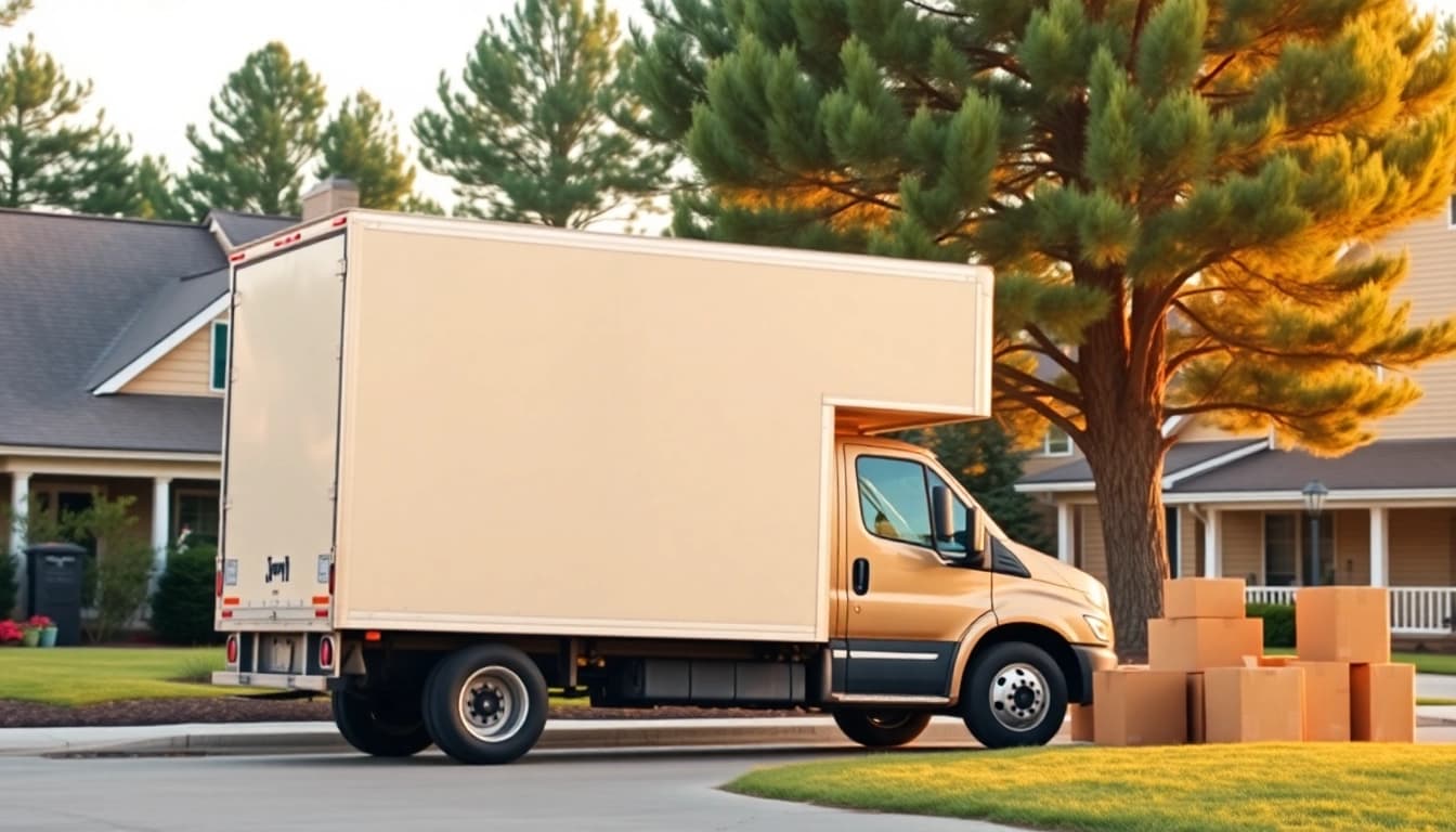 Moving companies Arkansas truck ready for transport in a suburban setting.