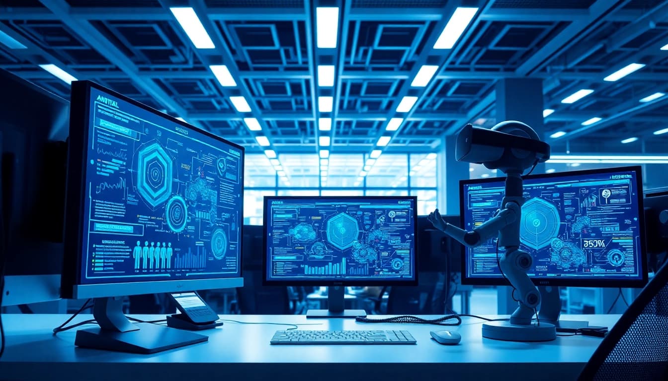 Explore futuristic technology in a professional workspace showcasing innovative tools and solutions.