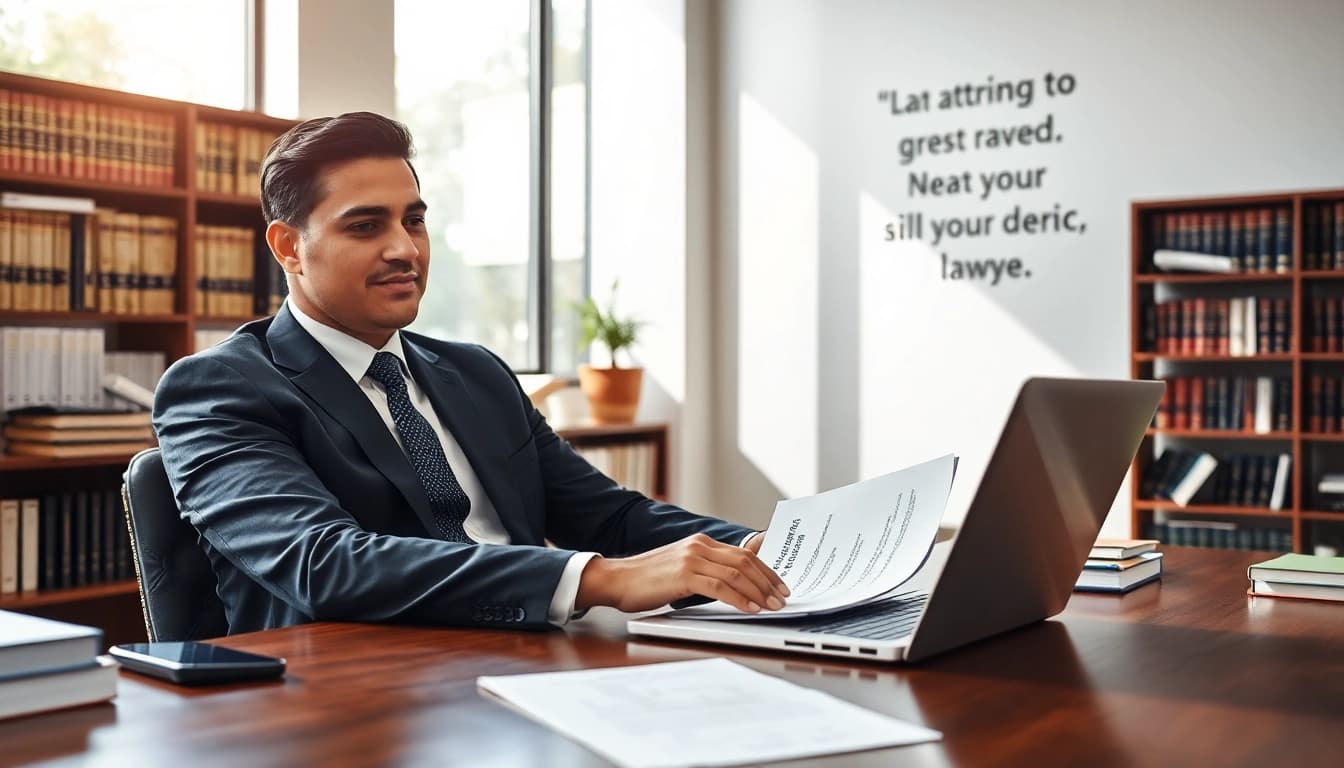 San Antonio accident lawyer reviewing case files in a bright, professional office setting.