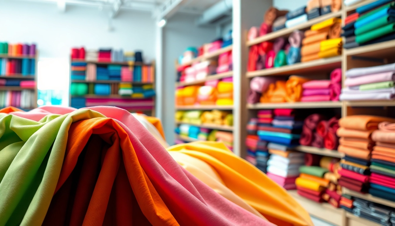 Bekijk stoffen online in een sfeervolle stoffenwinkel met een kleurrijke selectie van textiel.
