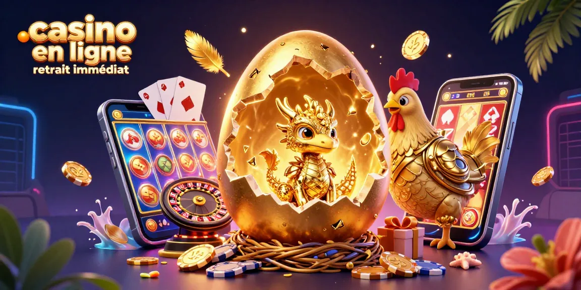 Le casino en ligne retrait immédiat avec un dragon doré et des éléments de jeu captivants.