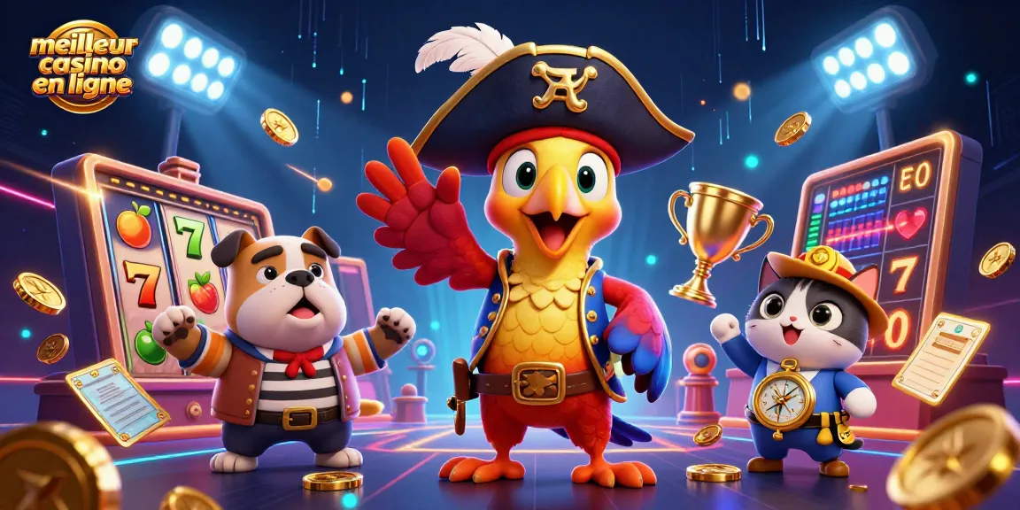 Illustration représentant le meilleur casino en ligne avec des personnages de pirate dans une scène dynamique liée au jeu.