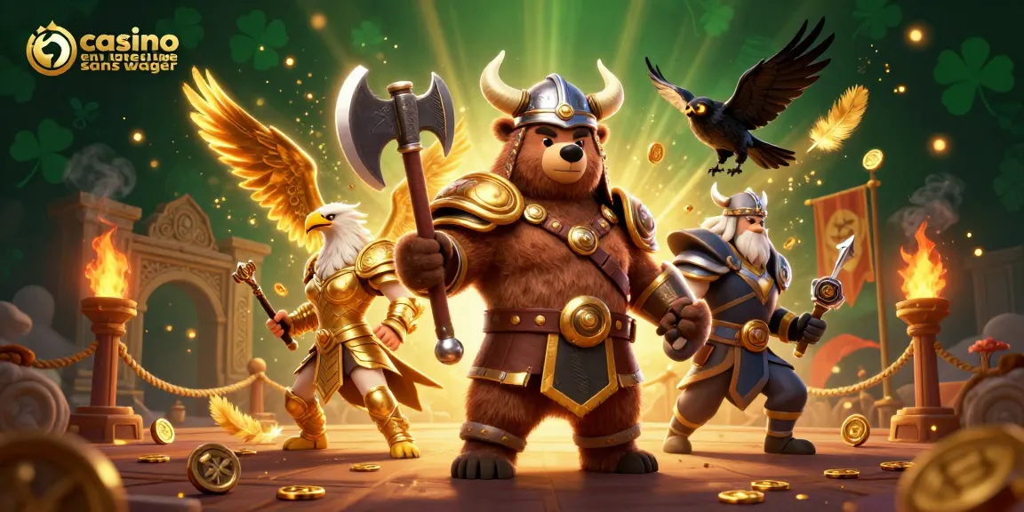 Jouez au casino en ligne sans wager avec un ours viking et une aigle valkyrie au cœur de l'action.