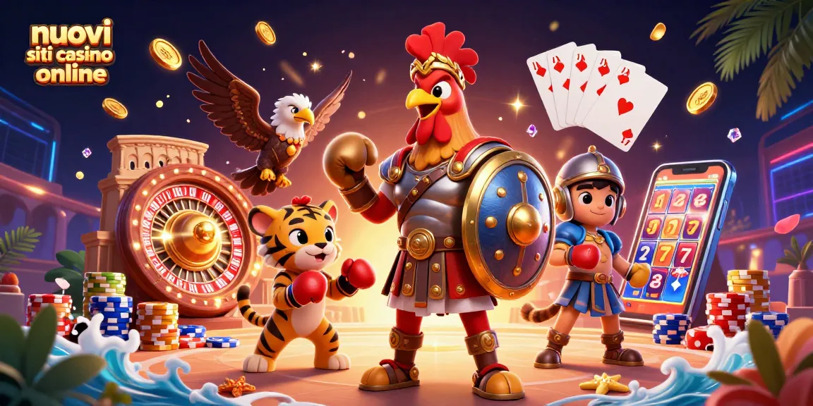 Gioca ai nuovi siti casino online con un'illustrazione affascinante di gladiatori e ricchezze.