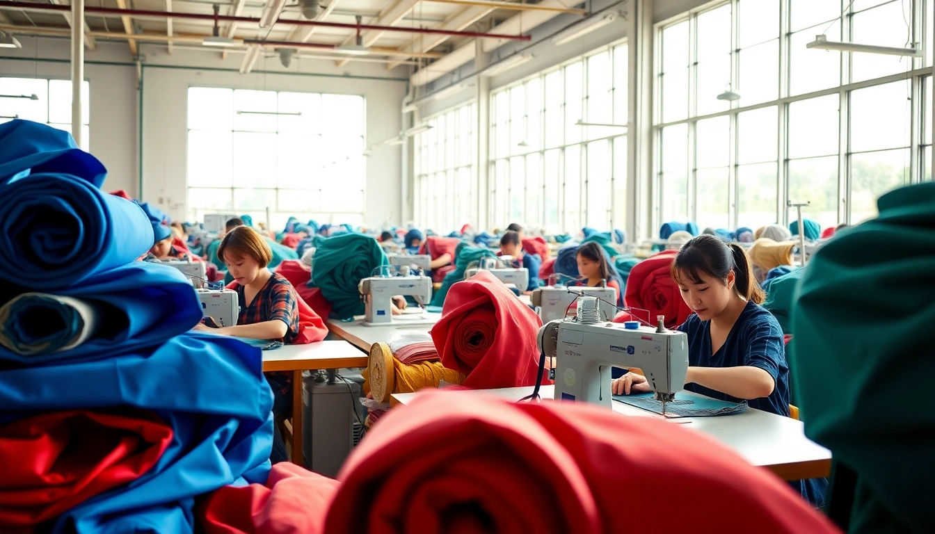 Workers efficiently creating garments in a Clothes Factory China, showcasing craftsmanship and industry.