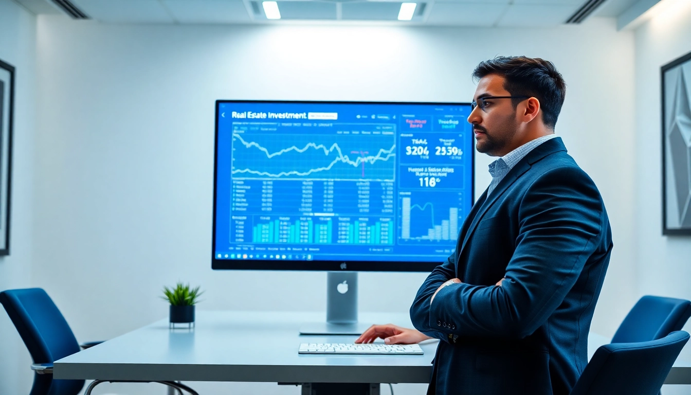 Explore investment opportunities with advanced real estate analysis tools on a sleek computer screen.