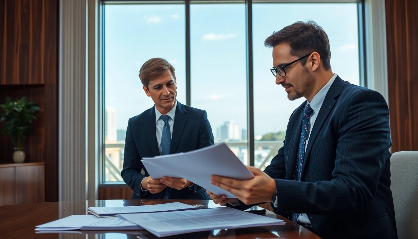 Consultation with Sarasota injury lawyer in modern office, highlighting legal support and professionalism.