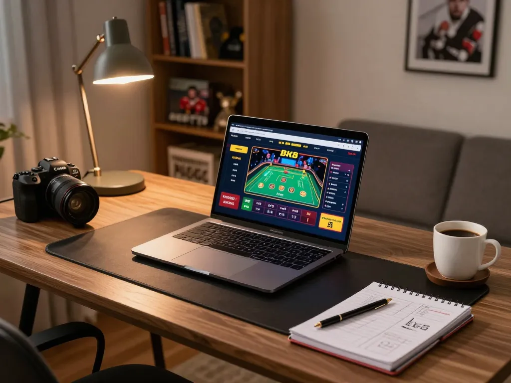 Player engaging with BK8 online casino interface on laptop, showcasing immersive gaming experience.