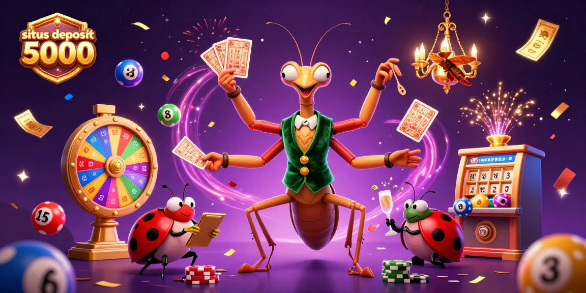 Experience wins at situs deposit 5000 with vibrant gaming elements and festive characters.