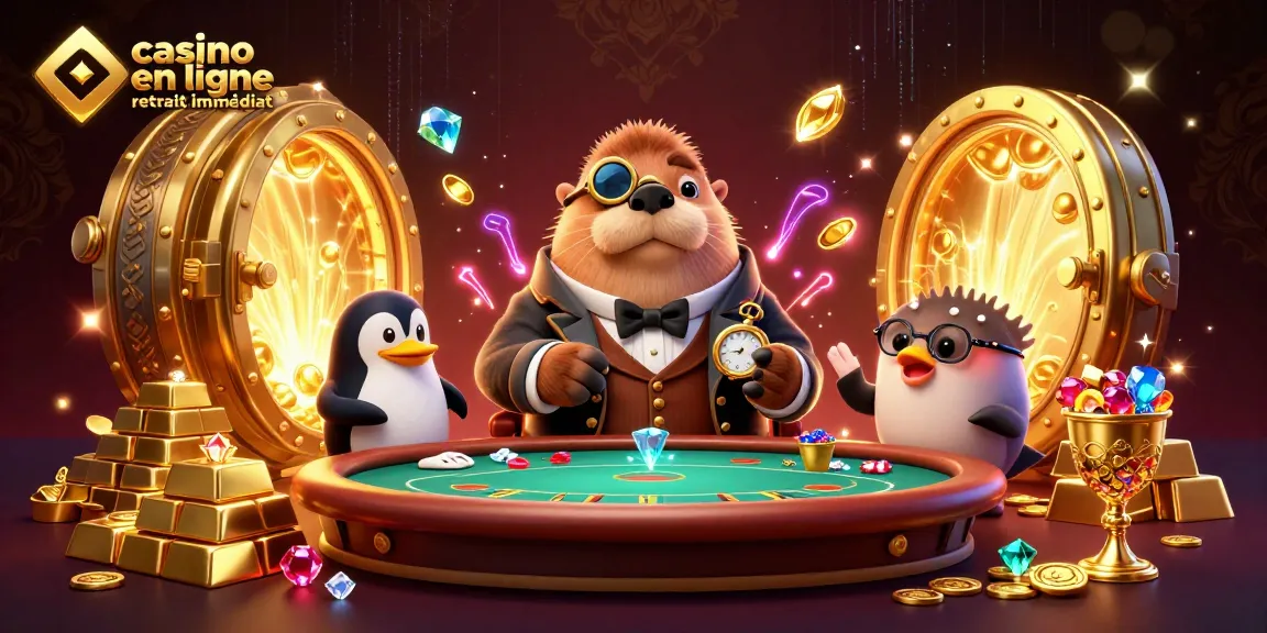 Jouez au casino en ligne retrait immédiat avec des personnages animés à une table de poker sous-marine.