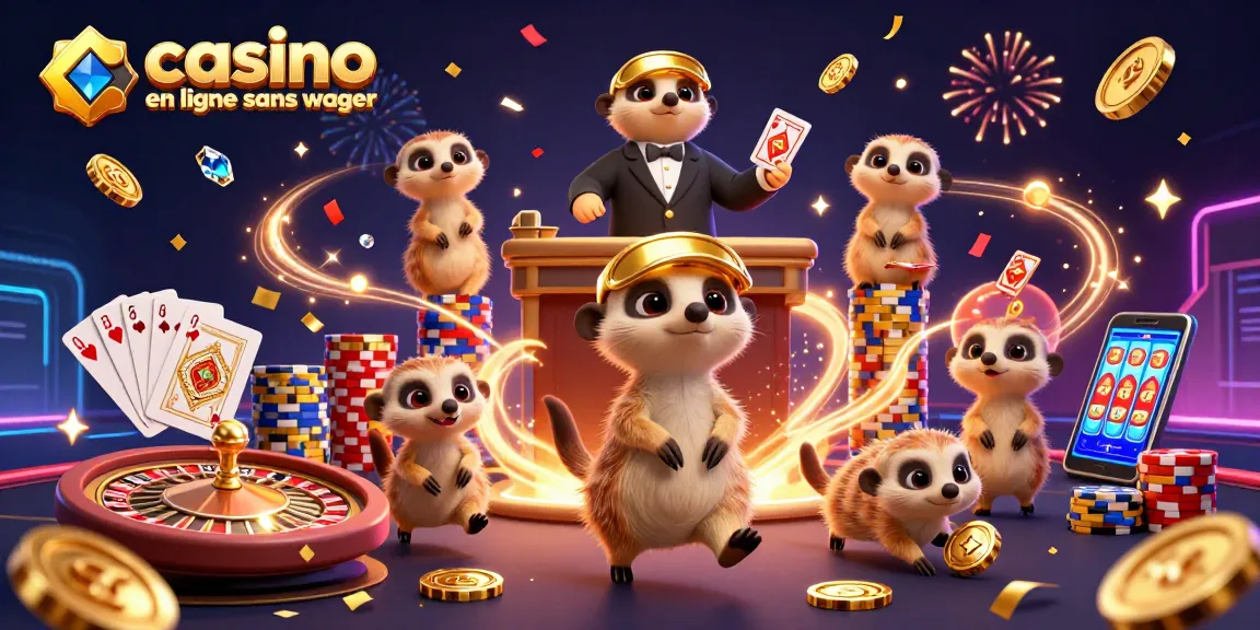 Un casino en ligne sans wager avec une colonie de suricates animés gérant des jeux de hasard.