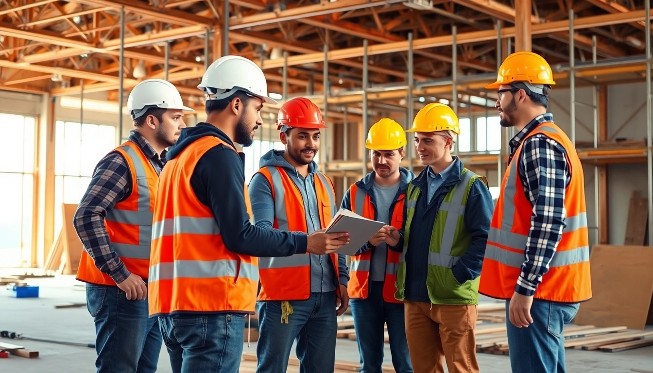 Engaged trainees participate in a construction apprenticeship program, showcasing hands-on learning experiences.