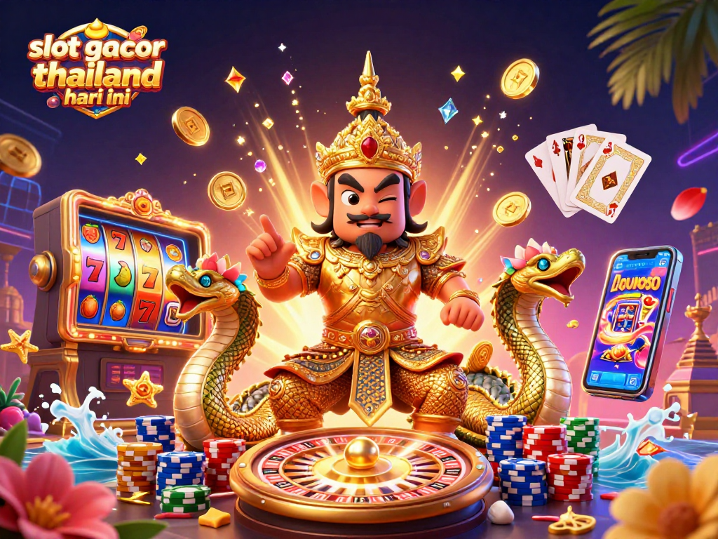 Spin the reels with slot gacor thailand hari ini featuring vibrant 3D elements in a dazzling casino scene.