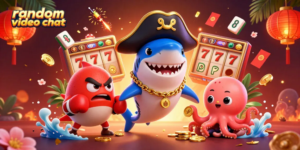 Experience thrilling random video chat with a shark pirate as you spin into winning strategy games.