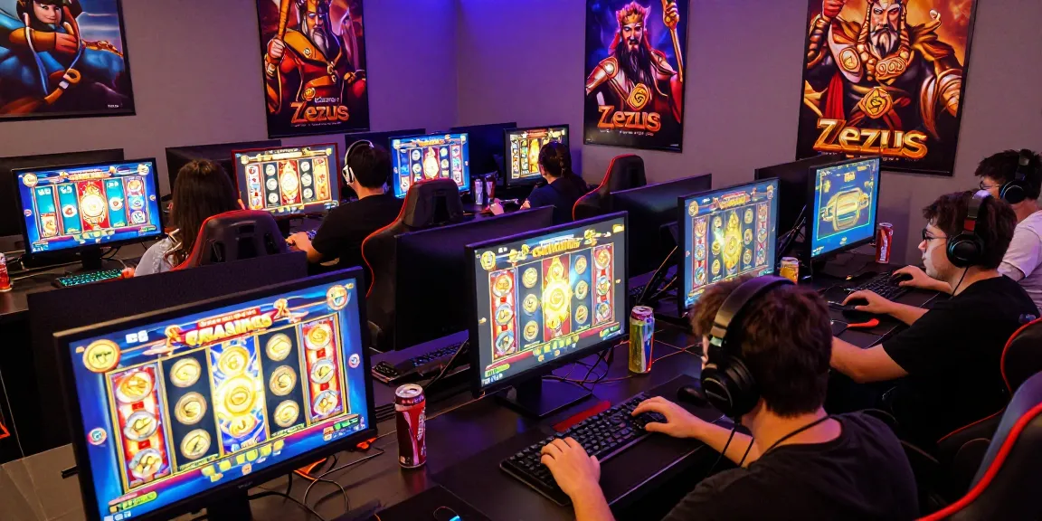 Exciting gameplay of slot gacor as diverse players celebrate wins at vibrant gaming setup.