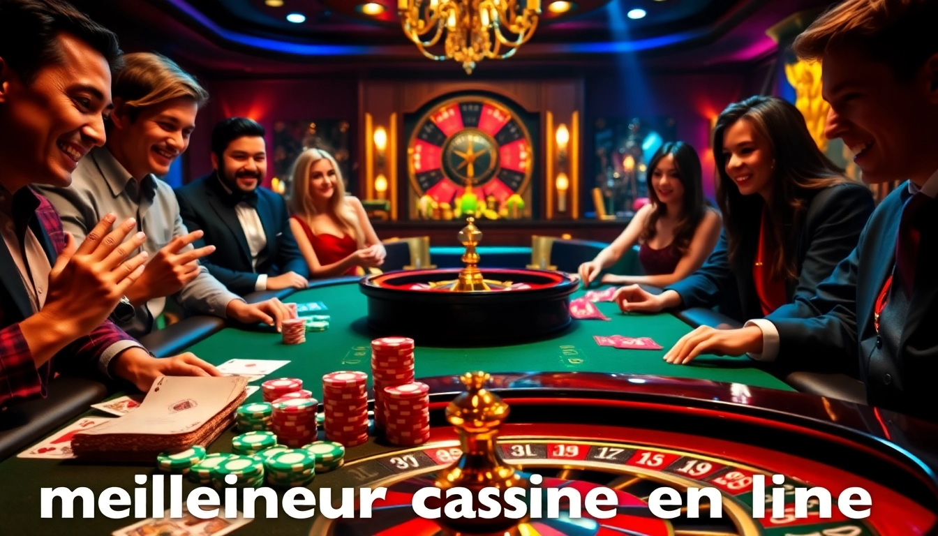 Découvrez l'excitation du meilleur casino en ligne avec des jetons de poker et des tables de jeu vibrantes.