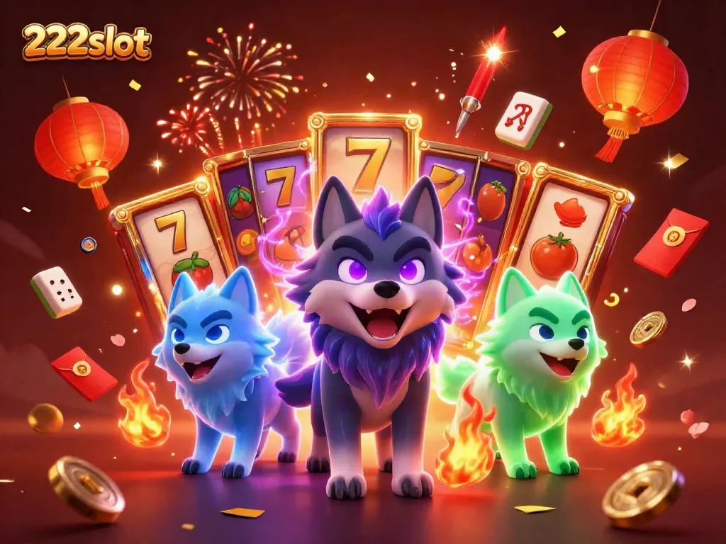 Menangkan jackpot dengan 222slot yang diilustrasikan dengan serigala hantu memimpin.