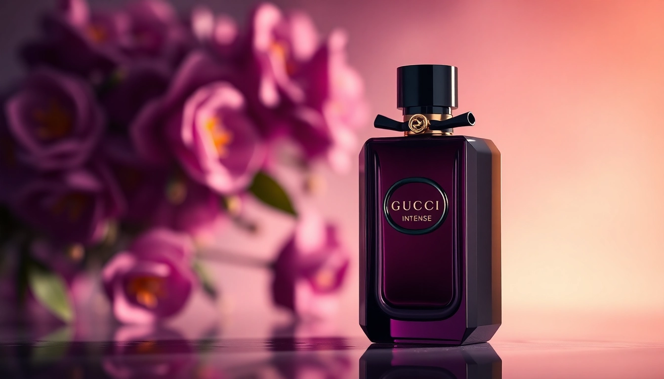 Explore the luxurious scent of gucci guilty superdrug showcased in an elegant floral setting.