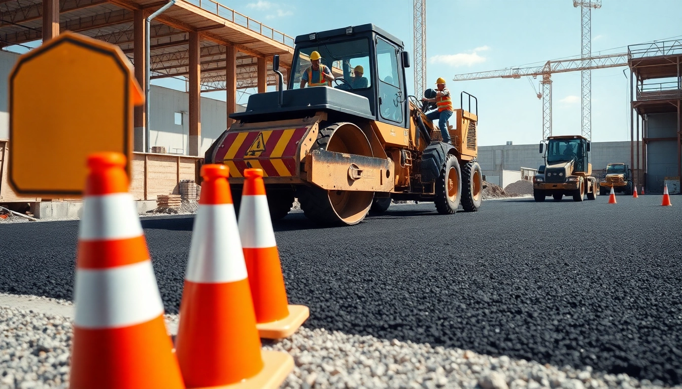 Dares Surfacing team performing high-quality asphalt work at a construction site.