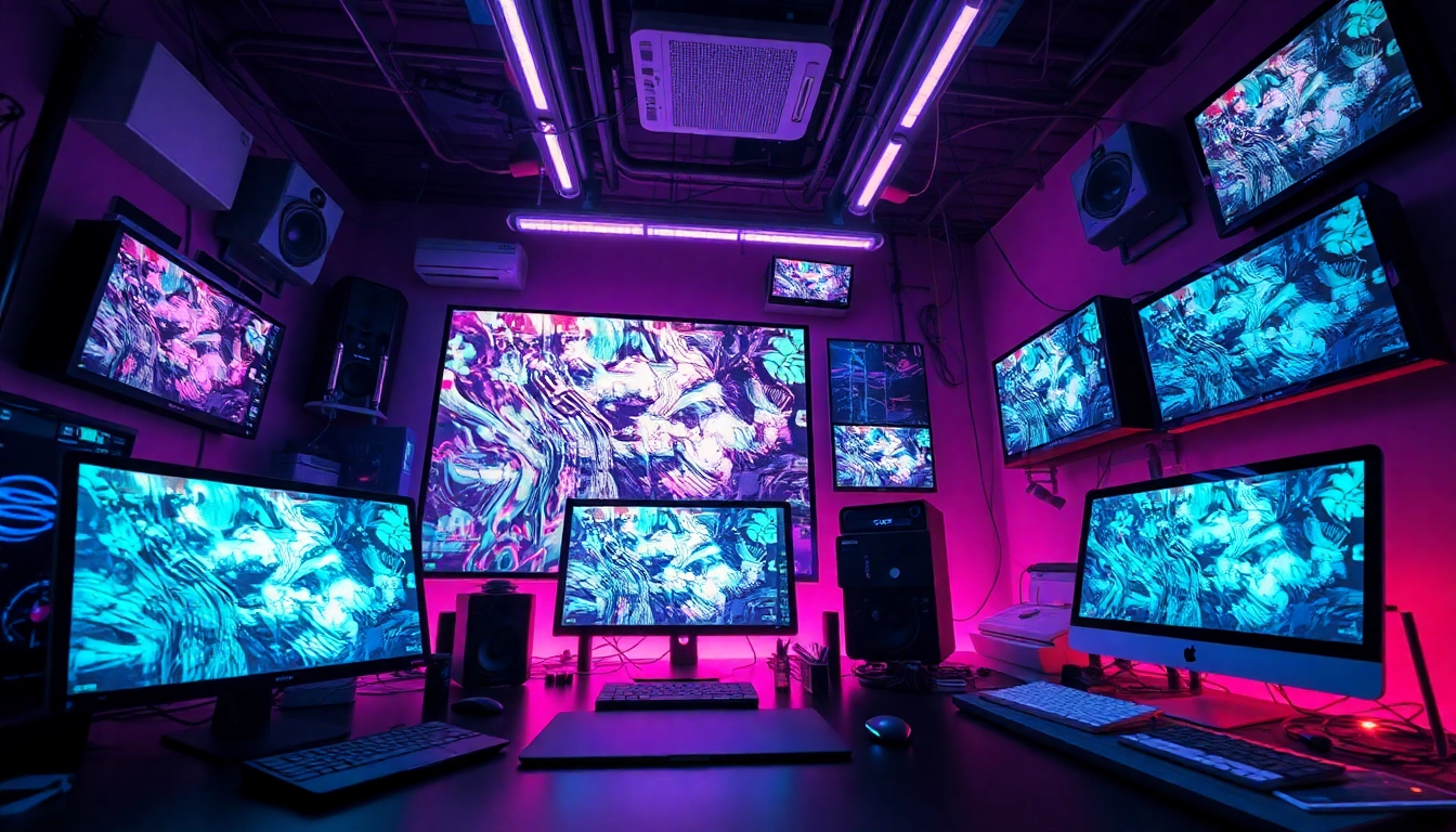 NSFW AI art generation in a modern digital workspace with vibrant colors.