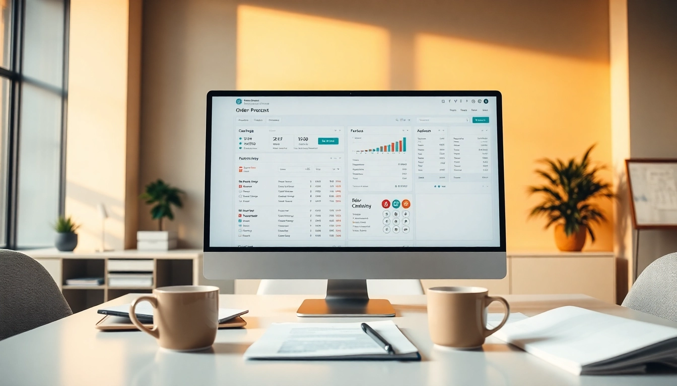 Optimize order processing software interface design showcasing data analytics and usability in action.