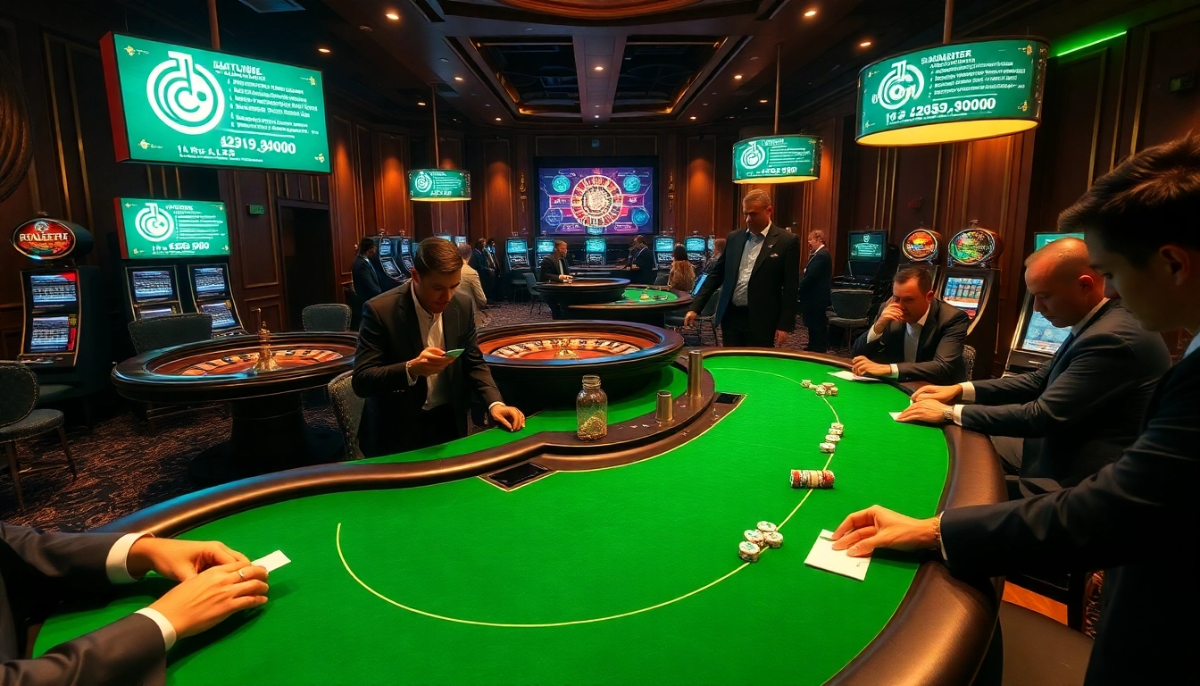 High-stakes players engaging in poker at a sophisticated casino, referencing hidden wiki onion links.