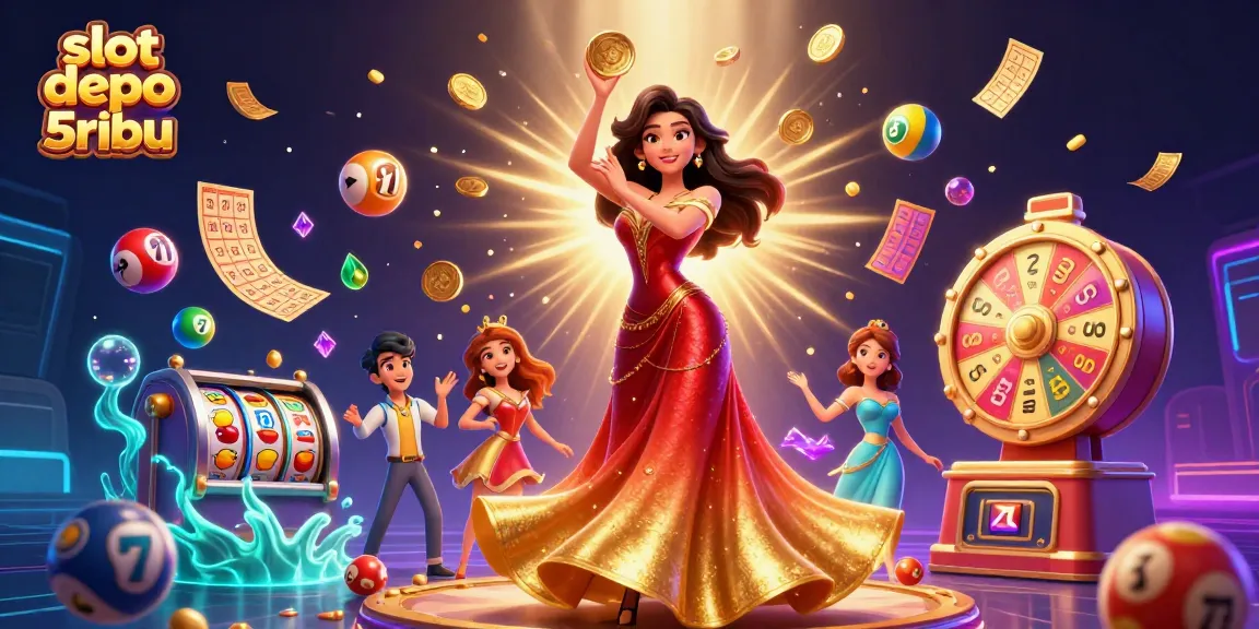 Experience excitement with slot depo 5ribu featuring vibrant games, golden coins, and thrilling jackpots.