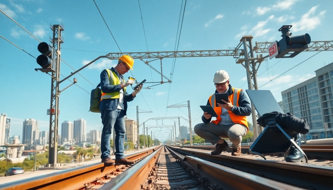 Track Inspectors Near Me actively assessing railway tracks for safety and maintenance.