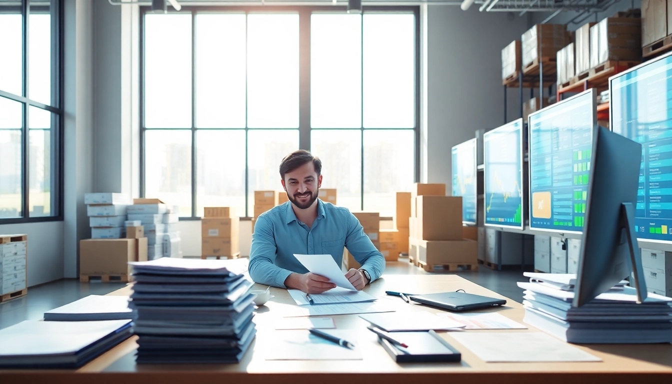 Streamlined inventory planning process showcased with a manager optimizing stock levels.