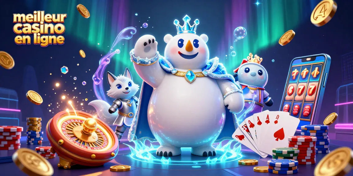 Jouez au meilleur casino en ligne avec un roi polaire et un renard guerrier entourés de pièces d'or et une roulette