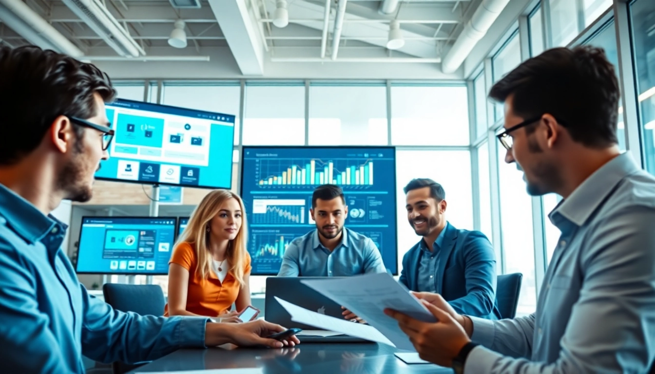 Marketing-Strategien im Webdesign zeigen kreative Teamarbeit in einem modernen Büro.