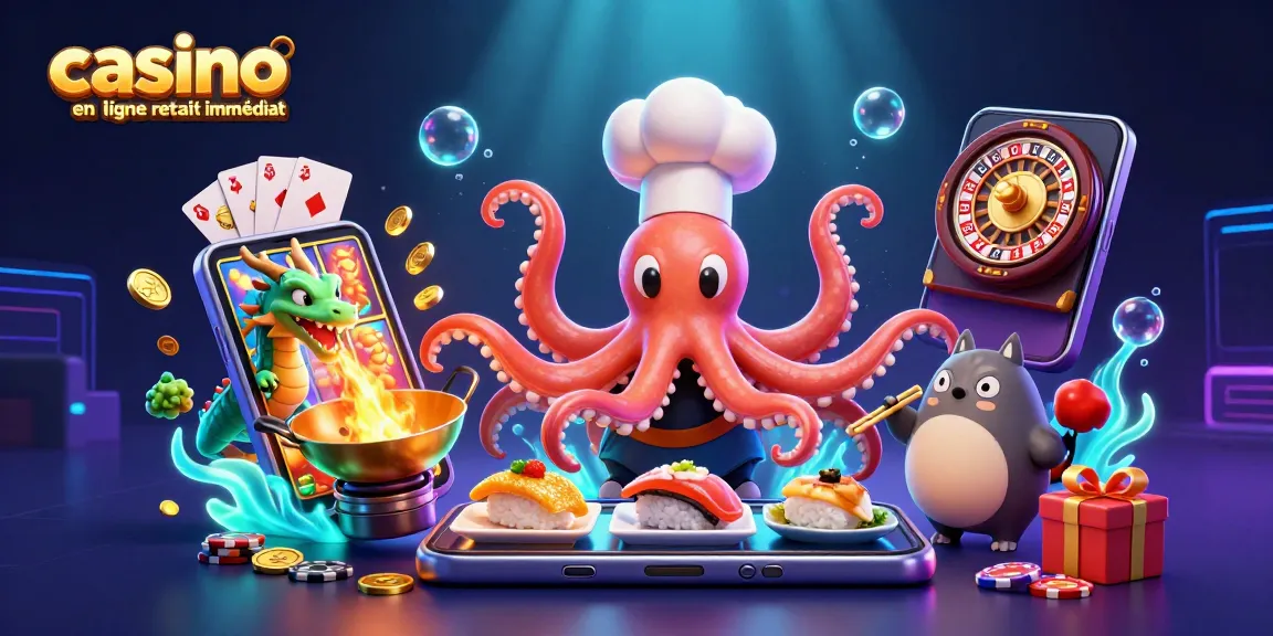 Découvrez le casino en ligne retrait immédiat avec un chef sushi pieuvre et un dragon prêt à gagner !