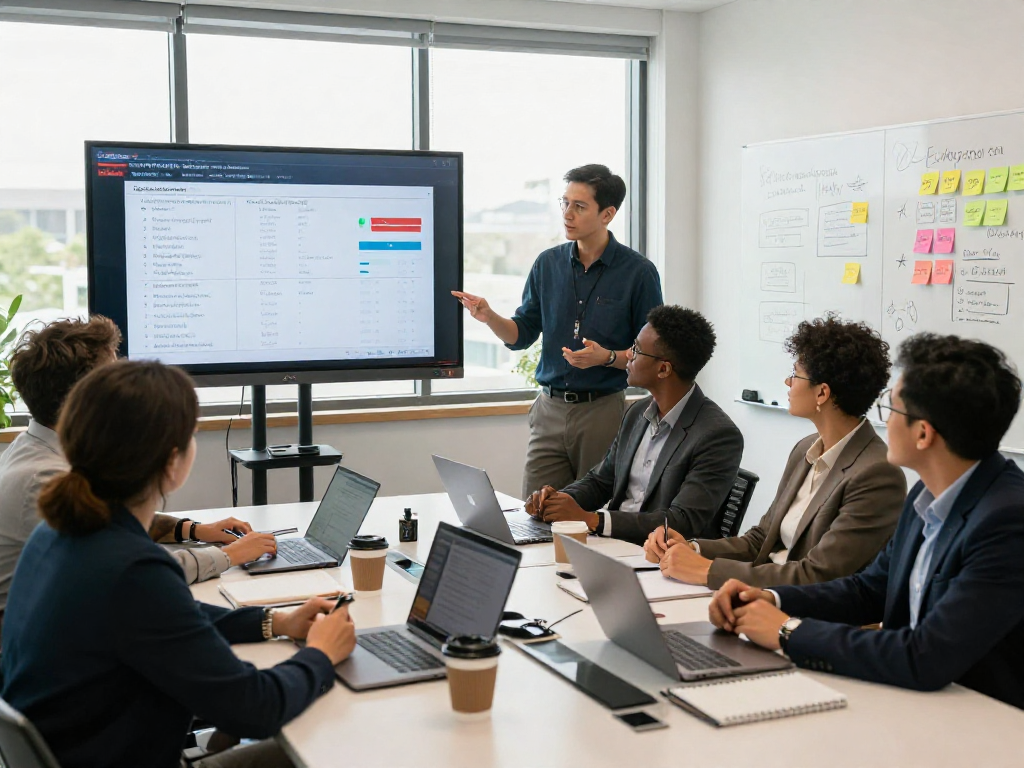 Strategic collaboration in political campaigns featuring message testing polling insights in a modern office.