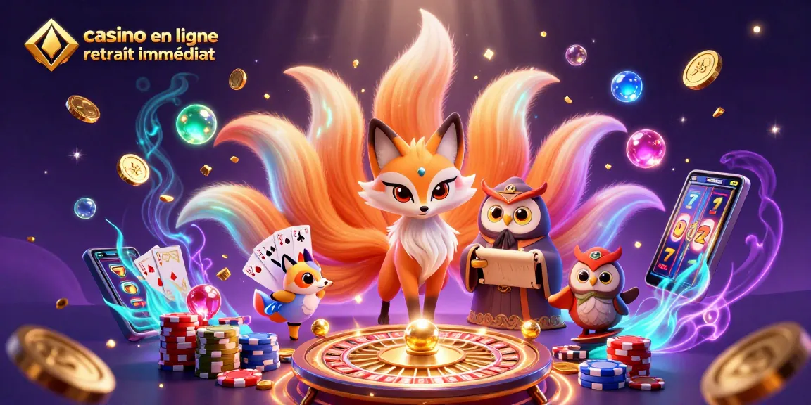 Jouer dans un casino en ligne retrait immédiat avec une illustration captivante de personnages et d'éléments de jeu
