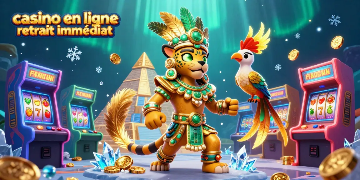 Jouez au casino en ligne retrait immédiat avec un prêtre jaguar et un oiseau quetzal dans un décor vibrant.