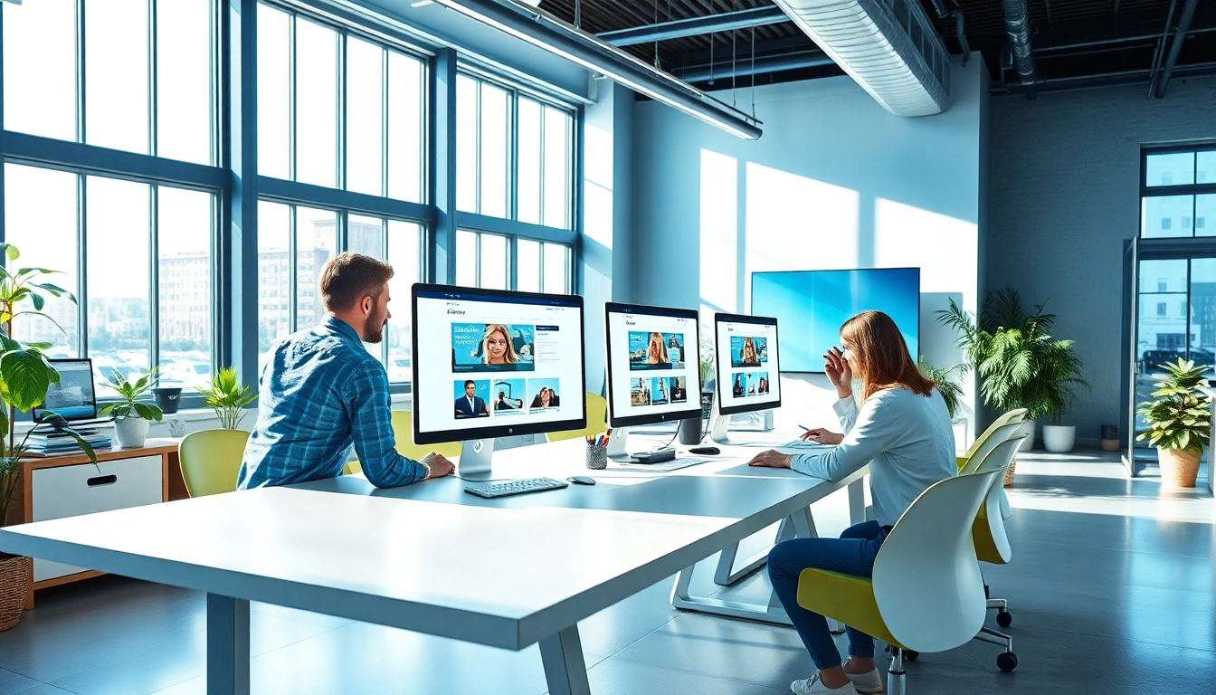 Showcasing web design edmonton team collaboration in a modern workspace with vibrant design elements.