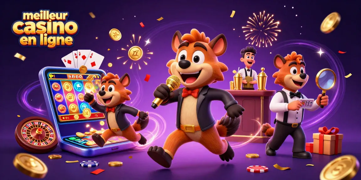 Vivez l'expérience du meilleur casino en ligne avec des hyènes animées profitant de l'humour et de l'excitation du jeu.