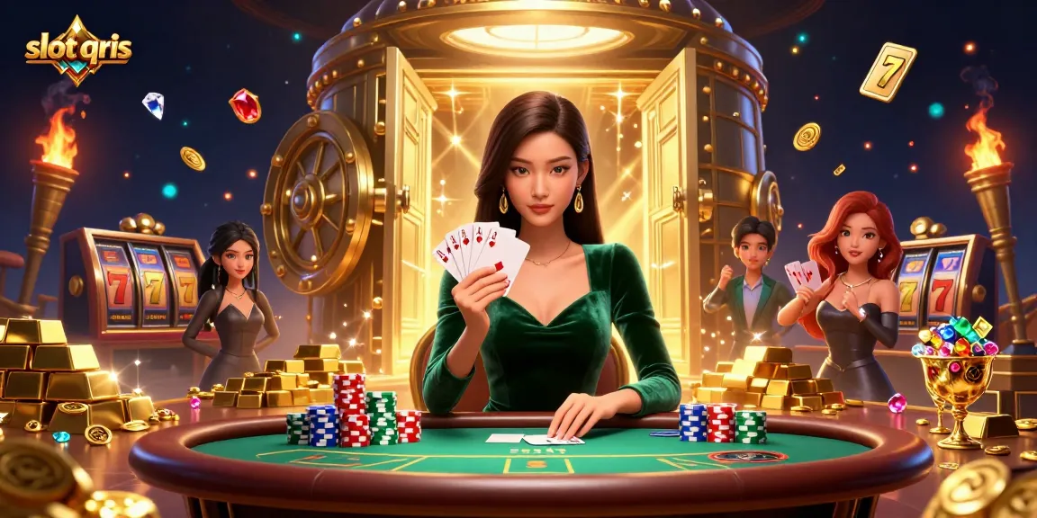 Experience thrilling wins with slot qris alongside a skilled player in a vibrant casino atmosphere.