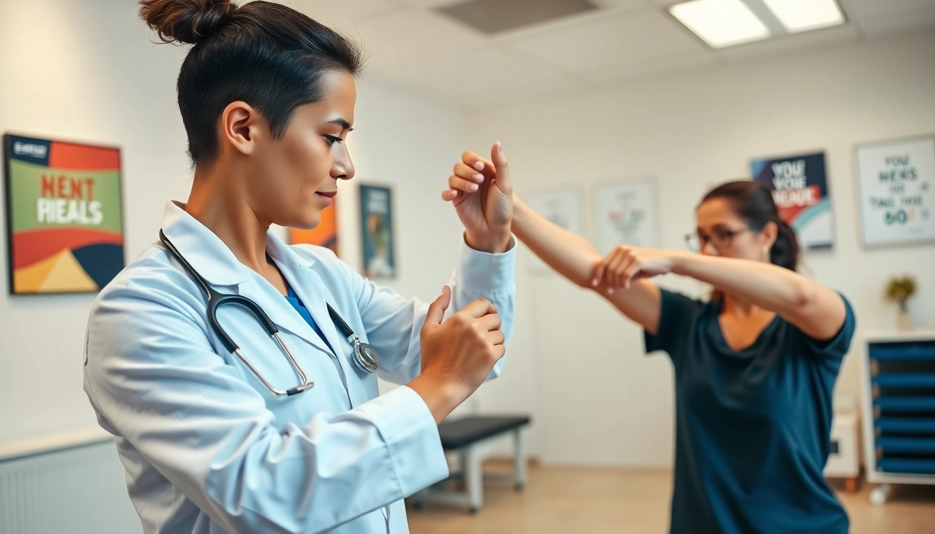 Experiencing physiotherapy near me with skilled professional guidance in a bright clinic setting.