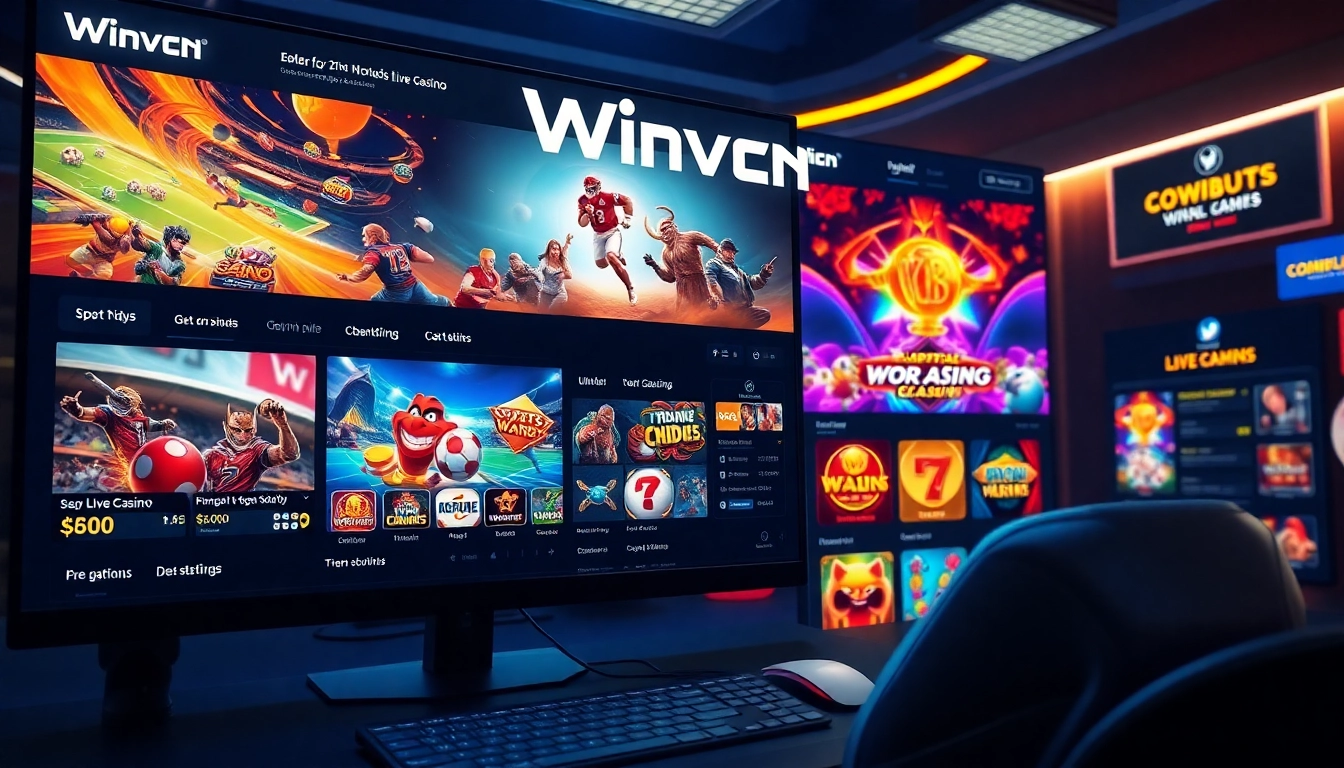 Engaging online gaming interface showcasing Winvn uy tín brand with vibrant game graphics.