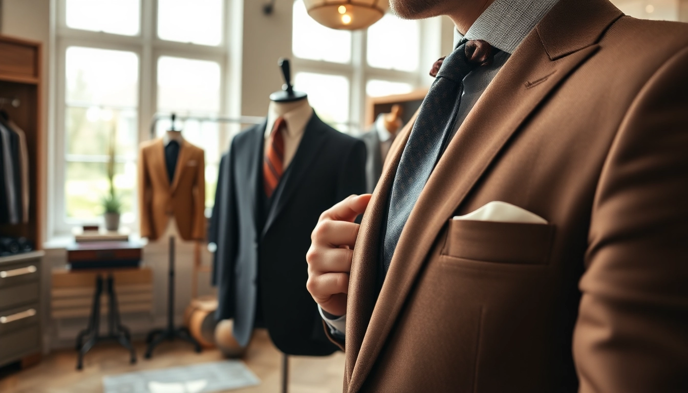 Experience the elegance of tailor made bespoke suits crafted in a luxurious setting.
